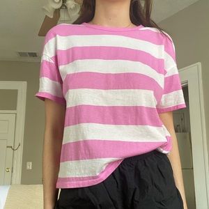 Zara Pink & White Striped Tee